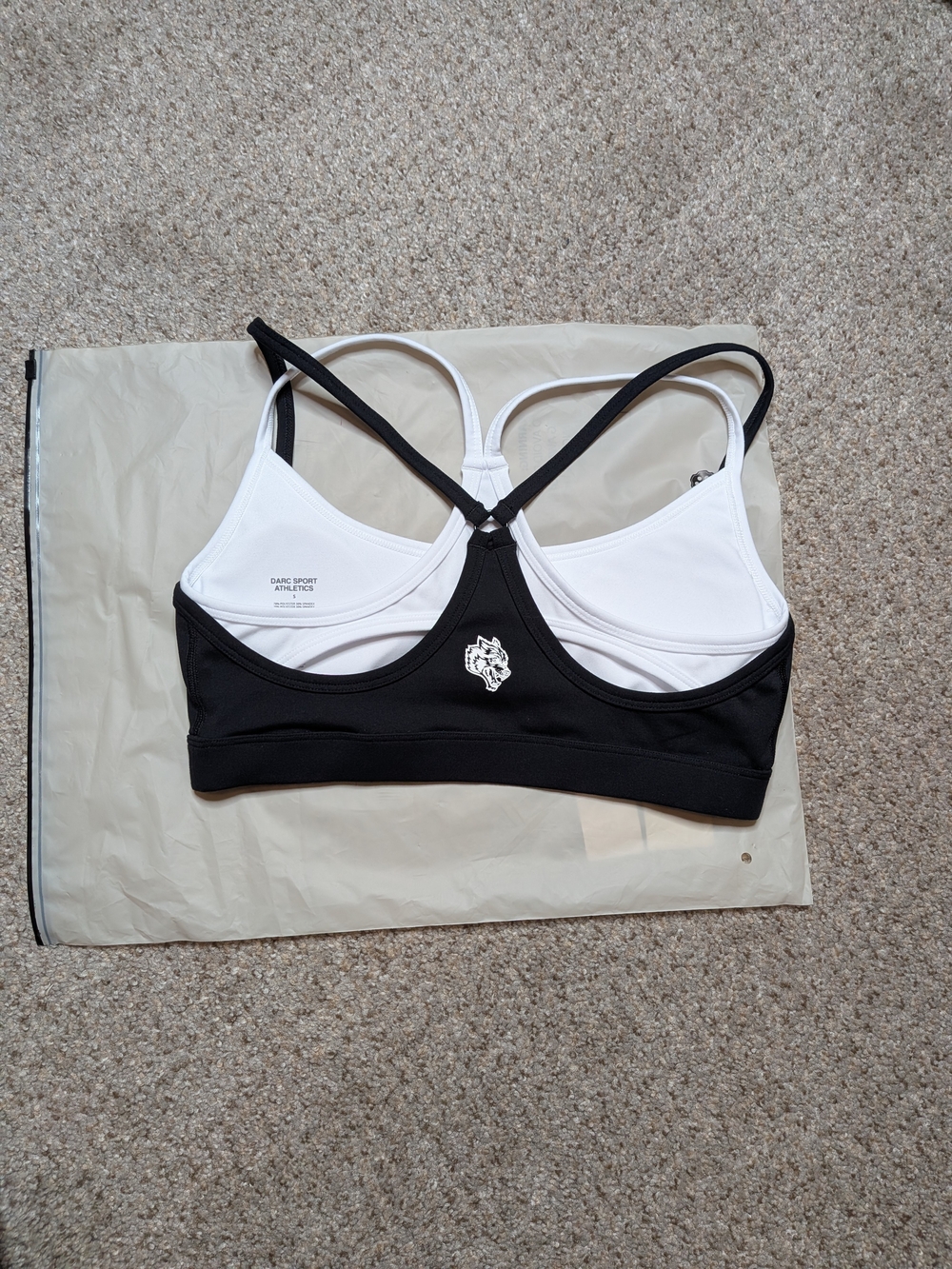Darc Sport Athletics Wolf Double Layer Sports Bra Black White Small